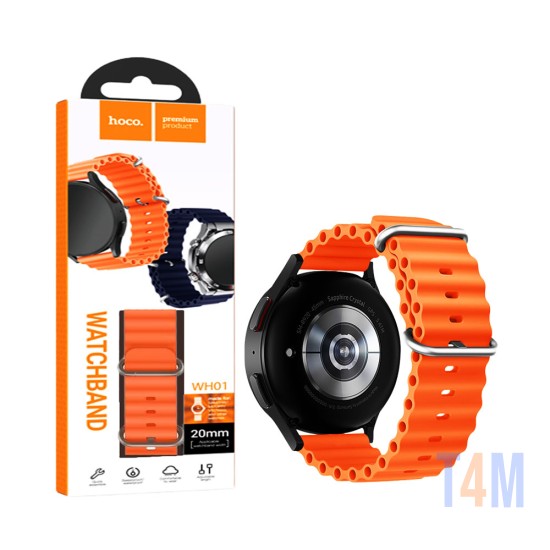 Bracelete de Silicone con Fivela Dupla Hoco WH01 Flexible Series Marine 20mm Laranja